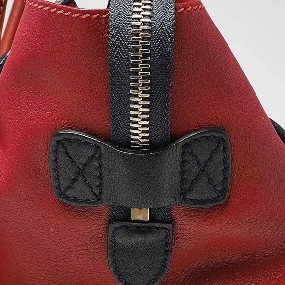 Celine Poppy/Multicolor Calfskin Leather and Canvas Mini Luggage Tote Bag - Picture 8 of 11